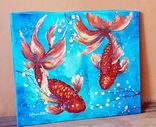 Рибки Кои. Полотно, акрилові фарби. 2017 р. 50х60 см, фото №2