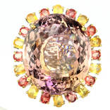 Кольцо с аметрином 50карат и цветными сапфирами, фото №4