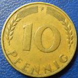 10 пфенінгів ФРН 1950 F, фото №3