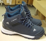 0111 Зимние кроссовки на меху Adidas, Экокожа , цвет т. синий , 46 размер 30 см стелька, фото №8