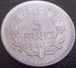 5 франків 1947 року Франція ((9 -відкрита), фото №2
