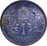 Австрия 1 корона 1916 серебро BU, фото №3