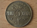 5 центов 1923 г., Литва, фото №2