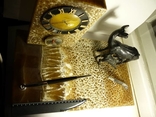 Письменный набор СССР из Оникса-Змеевика с часами и статуэткой из бронзы, фото №6