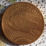 Золотая монета 20 долларов Сент-Годенса, фото 2
