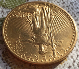 Золотая монета 20 долларов Сент-Годенса, фото 6