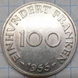 Саар 100 франков 1955, фото №2