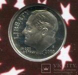 США 10 центов (дайм) 2000 ПРУФ из набора, фото №2