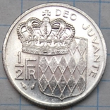 Монако 1/2 франка 1978 рыба, фото №2