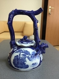 Фарфоровый кобальтовый чайник, Китай, ручная роспись., фото №2