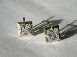 Серебряные Серьги, Серебро 925 пробы, 13,86 грамма, 1,6 х 1,6 см., фото №2