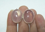 Комплект, серьги и кольцо с розовым кварцем. Розовый кварц в серебре., фото №5