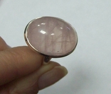 Комплект, серьги и кольцо с розовым кварцем. Розовый кварц в серебре., фото №6