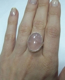 Комплект, серьги и кольцо с розовым кварцем. Розовый кварц в серебре., фото №8