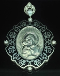 Кулон-ладанка, родированное серебро, цирконы, фото №2