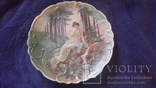 Старинная настенная фарфоровая тарелка с клеймом Кузнецова,времена года, фото №2