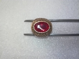 Серебряное кольцо с красным камнем в позолоте из глубокого СССР, фото №5
