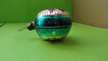 Елочная игрушка СССР шар плоский цветок рельефный рисунок к13, фото №4