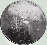 155.Италия 100 лир, 1979 Продовольственная программа - ФАО, невыкуп лота, фото №2