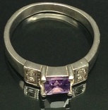 Кольцо, цирконы, фиолетовый камень, фото №4