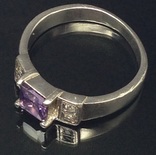 Кольцо, цирконы, фиолетовый камень, фото №5