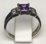 Кольцо, цирконы, фиолетовый камень, фото №7