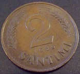  2 сантіма 1939року. Латвія (тільки один рік цього типу), фото №2