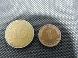 Германия 2 монеты цена за обе 10 и 1 пфенниг 1990 и 1996 года, фото №2