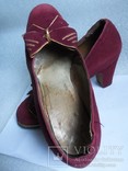 Женские туфли Германия до 1945 года. Замшевые с позолотой., фото №3