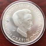 10 евро 2009 Германия, 100 лет со дня рождения графини Марион Дёнхофф, серебро, фото №4