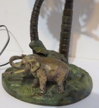 Венская бронза : Скульптура-настольная лампа с пальмами  и слоником ., фото №4