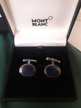Запонки Montblanc Glass Inlay оригинальные дорогие винтаж серебро и драгоценный камень, photo number 3