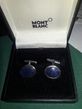 Запонки Montblanc Glass Inlay оригинальные дорогие винтаж серебро и драгоценный камень, photo number 4