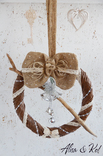 Рождественский венок декор для дома в шоколадных тонах, d-38см., фото №4