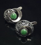 Серьги, зеленые камни, фото №3