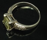 Кольцо, зеленый камень, цирконы, фото №2