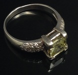 Кольцо, зеленый камень, цирконы, фото №4