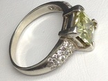 Кольцо, зеленый камень, цирконы, фото №7