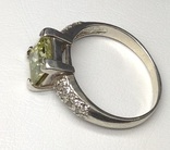 Кольцо, зеленый камень, цирконы, фото №8