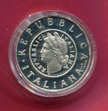 Италия 1 лира 2001 ПРУФ серебро Монета 1946, фото №2