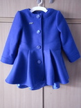 Демисезонное пальто для девочек из кашемира, электрик, рост 104, фото №3