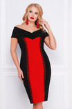 Вечернее красно-чёрное платье, креп-дайвинг, размер 50, фото №3