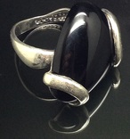 Кольцо, черный камень, фото №2