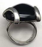 Кольцо, черный камень, фото №7