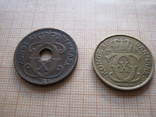 Две монеты Дании 5 эре и 1 крона 1929 и 1925 гг., фото №6