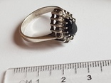Кольцо 925 проба серебро, черный камень.  Размер 20, фото №7
