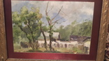 Старая картина в раме пейзаж,холст,масло,подпись автора, фото №5