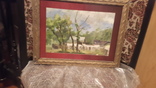 Старая картина в раме пейзаж,холст,масло,подпись автора, фото №6