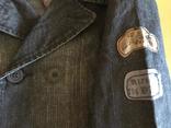 Двубортная джинсовая куртка, новая, р.120см/7лет, фото №4