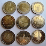 Германия, комплект 2 евро*9 шт. 2006-2016 "Города Германии", фото №2